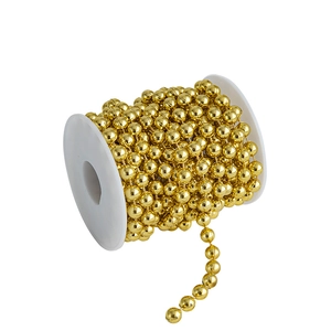 Golden Christmas beaded chain roll for DIY holiday tree decorations and party supplies
