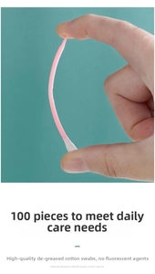 Flexible pink double-ended cotton swabs 100pcs, fluorescent-free for ear cleaning