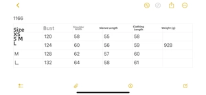 Detailed size chart for the women's stand collar cotton padded jacket with specific measurements