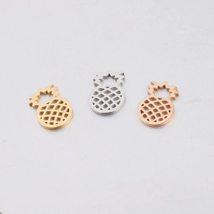 Mirror polished stainless steel hollow pineapple pendants in gold, silver and rose gold