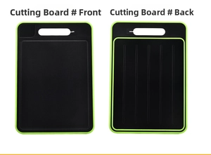 Front and back views of a multifunctional double-sided defrosting board with built-in sharpener