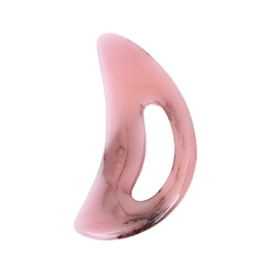 Pink translucent moon-shaped meridian massage tool for body and neck gua sha therapy