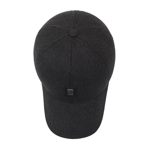 Deep gray thickened winter baseball cap for men featuring warm earmuffs and wool texture