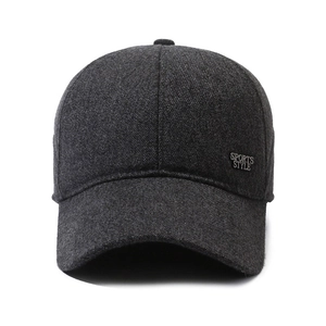Casquette de baseball d'hiver pour hommes gris foncé avec protège-oreilles et tag sport