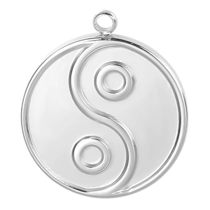 Polished silver 304 stainless steel Yin Yang Tai Chi circular pendant for DIY jewelry