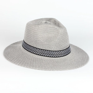 Men's light grey knit sun hat with breathable wide brim and chevron decorative band