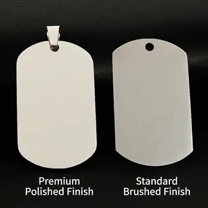 Polished stainless steel military dog tags with high-grade mirror and brushed finish