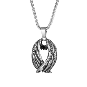 Collier Pendentif Aile D'Ange Acier Inoxydable Bijoux De Charme De Plume Vintage Pour Hommes Femmes Chaîne De Boîte
