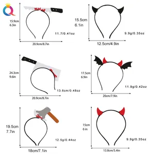 Detailed dimensions and weight specifications for various Halloween costume headbands