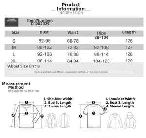 Detaillierte Größentabelle für Damen-Netzkleid mit Maßen für Brust, Taille und Hüfte
