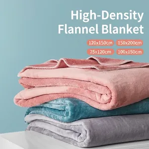 Flannel Blanket Soft Warm Thick Throw For Sofa Bed Couch High Density Solid Color Striped Modern Simple Nordic Home
