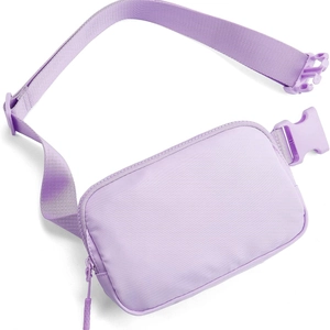 Waterproof lavender polyester fanny pack with adjustable strap for sports and running