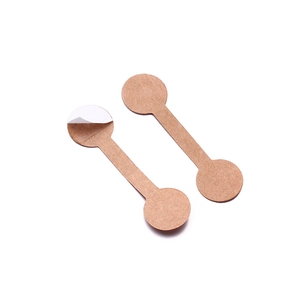 Dumbbell shaped brown kraft paper jewelry labels with self adhesive backing for rings