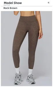 Detailed texture of high-waisted rock brown yoga leggings with breathable fabric
