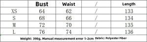 Size guide for V-neck sequin dress showing bust and waist measurements in cm