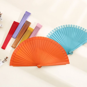 Handcrafted minimalist folding wood fans in multiple colors for Spanish style decor