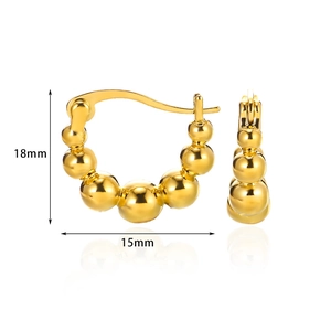 Minimalist 18k gold plated stainless steel square hoop earrings with 18x15mm bead design