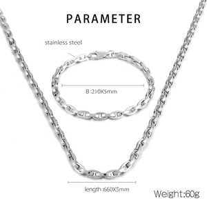 Geometric Oval Link Chain Necklace Stainless Steel Minimalist Hip Hop Jewelry For Men Women