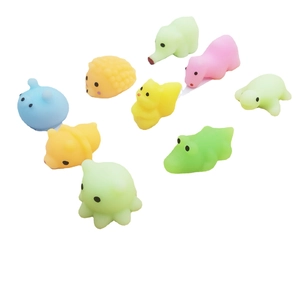Colorful TPR squishy animal toys set including octopus, elephant and hedgehog shapes