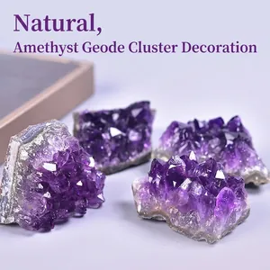 Natural Amethyst Cluster Raw Purple Crystal Stone Mineral Specimen Healing Meditation Home Office Desk Decor Ornament