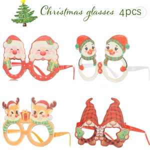 Lot de 4 lunettes de Noël avec Père Noël, bonhomme de neige et renne pour accessoires