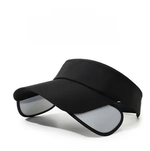 Detailed view of black sun visor with retractable side brims for extra sun protection