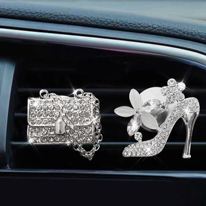 Rhinestone Car Air Vent Fragrance Clip Alloy Crystal High Heel Handbag Heart Butterfly Sparkling Interior Decor Ornament