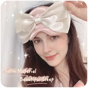 Satin Satin Sleep Eye Mask With Large Bowknot Breathable Light Blocking Comfortable Soft For Women Travel Home