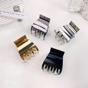 Minimalist Square Metal Hair Claw Clip Glossy Alloy Korean Style High Ponytail Holder Elegant Accessories Women