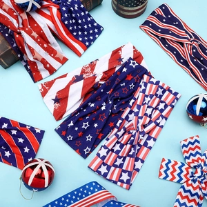 Knotted American flag headbands with vintage star and stripe patterns for yoga and sports