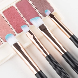 4pcs shell makeup brush set with rose gold ferrules and teal gradient bristles