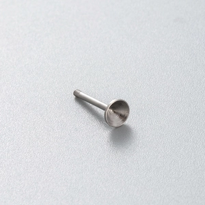 Polished silver F136 titanium screw back stud earring base with threaded post detail