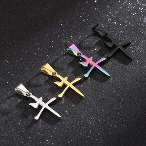Hip-hop style ox character necklaces in silver, gold, rainbow, and black stainless steel