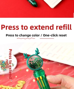 Detail of Christmas retractable ballpoint pen with cute deer antlers and 10 colors