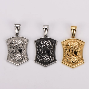 Vintage Medusa Schildanhänger Halsketten in Gold, Silber und Gunmetal-Schwarz