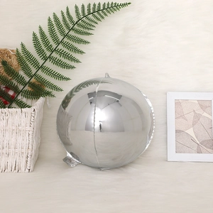 Silver 4D mirror foil balloon with metallic finish for festive sphere decoration