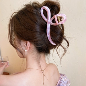 Large Hair Claw Clip Acrylic Acetate Marble Pattern Crossover Shark Clip Minimalist Sweet Hair Accessory For Women