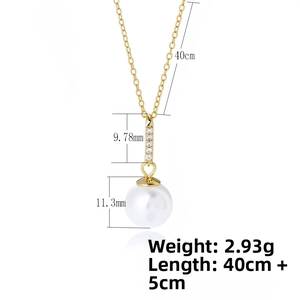 Detail showing 11.3mm pearl pendant with dimensions 40cm plus 5cm chain length and 2.93g weight