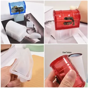 Silicone treasure box mold for resin DIY with vintage metal buckles and dice storage box