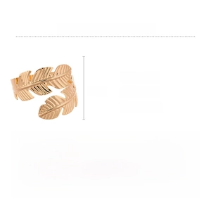 Detailed macro view of golden leaf textured iron bangle with 6cm diameter and 33.9g weight
