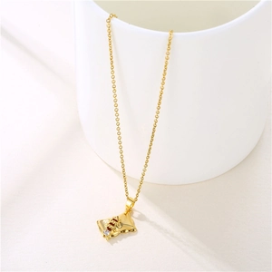 Elegant gold-plated stainless steel necklace with a clear zircon stone pendant for women
