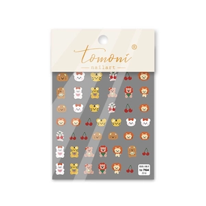 Cute lion and animal nail art stickers with self-adhesive backing, style TO 764