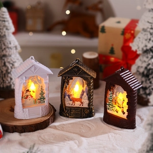 Lanterne natalizie luminose con Babbo Natale, pupazzo di neve e renne per decorazione