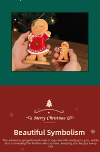 Detailed close-up of resin Christmas gingerbread man figurines with festive outfits