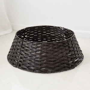 Collier De Sapin De Noël Panier Tissé Couvercle De Base Fibre Synthétique Cadre En Fer Décoration De Fête Rétro