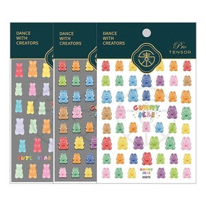 Colorful Gummy Bear nail art stickers with ultra-thin adhesive backing for manicure