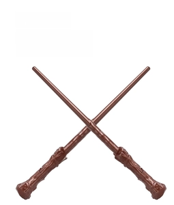 Detail of injection molded wizard wands with glossy finish and wood-like texture