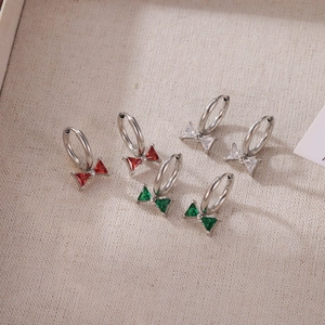 Minimalist bow earrings with zircon in red, green, and white for a stylish look