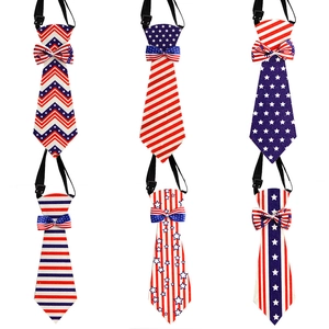 American Independence Day Glitter Felt Tie Patriotic Stars and Stripes Pattern Party Necktie For Kids Unisex Decor