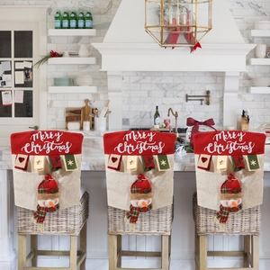 Lot de 3 housses de chaise de Noël bonhomme de neige 3D pour la décoration de salle à manger